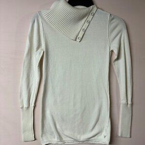 American Eagle Outfitters XS Long Sleeve Soft Knit Top Ivory Retro Y2K Style